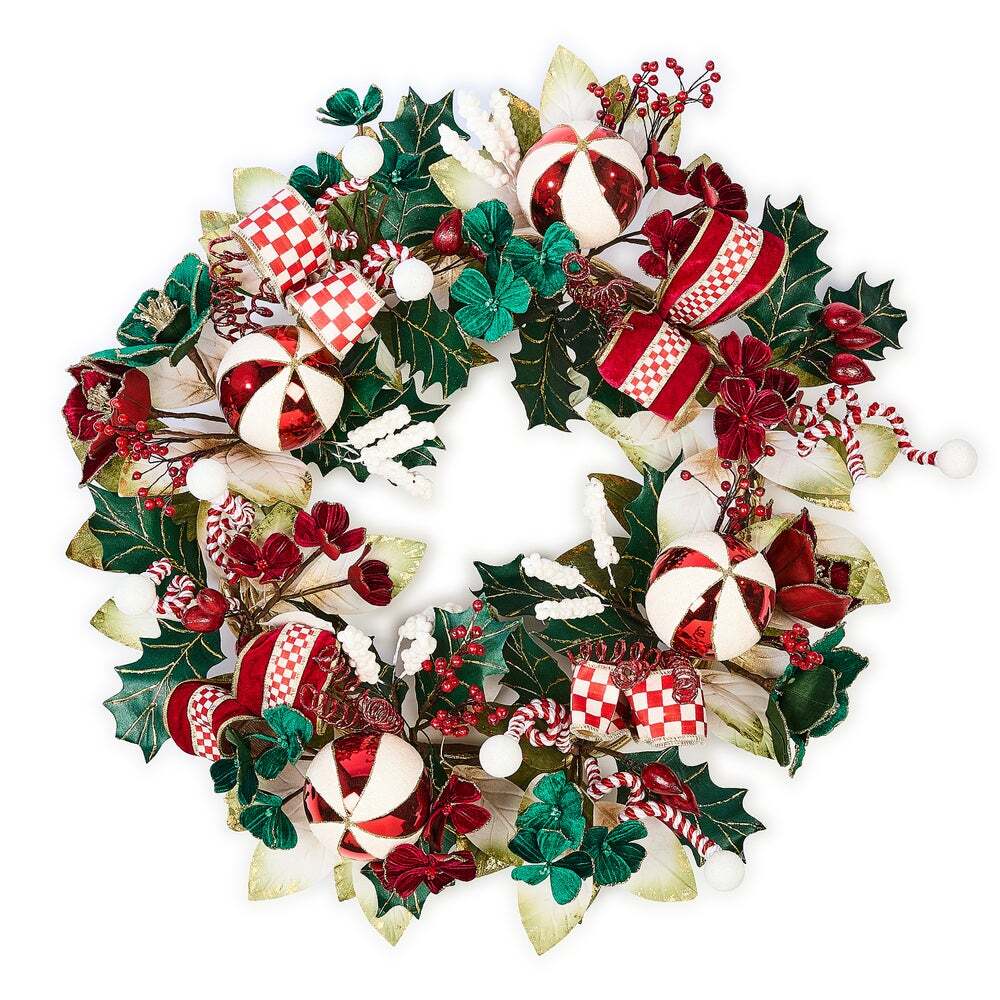 NEW Mackenzie-Childs Holly Christmas 26″ Wreath